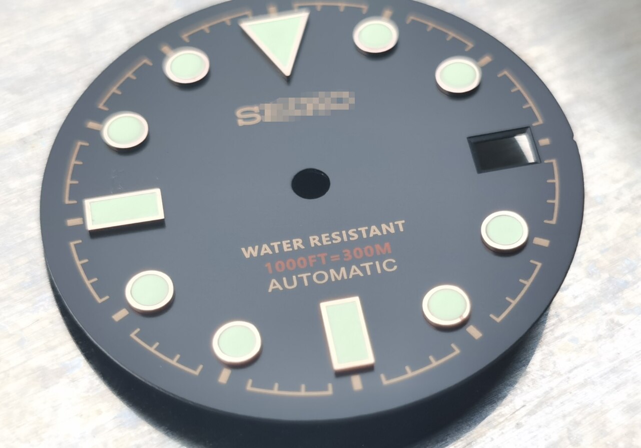 Horloge Onderdelen 28.5Mm Groen/Zwarte Wijzerplaat Lichtgevende Marks Geschikt Voor NH35 Automatische Beweging: Black Dial