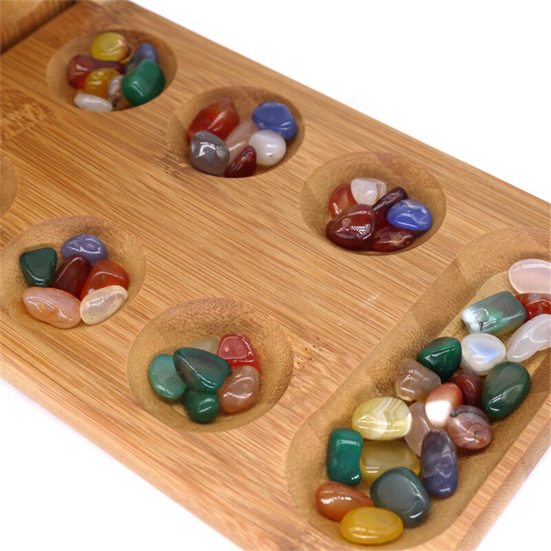 Mancala Board Game Vouwen Houten Board Draagbare Reizen Game Kleur Glazen Kralen Strategische Spel Voor Kinderen Kinderen Volwassen Hout Speelgoed