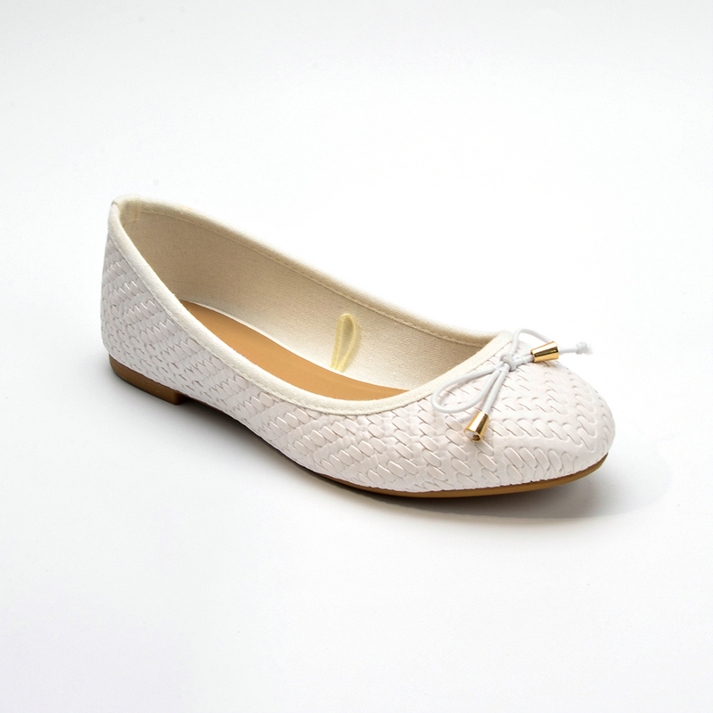 Casual Dagelijkse Vrouwen Comfortabele Zool Vrouwen Wit Faux Lederen Elastische Strik Slip-On Platte Balletschoenen: 37