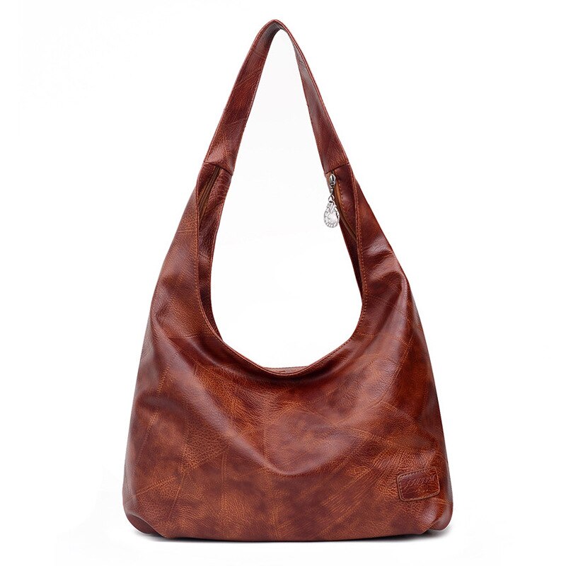 Women Hobo Bag Simple PU Leather Solid Shoulder Bag 2023 Fashion Large Capacity Handbag For