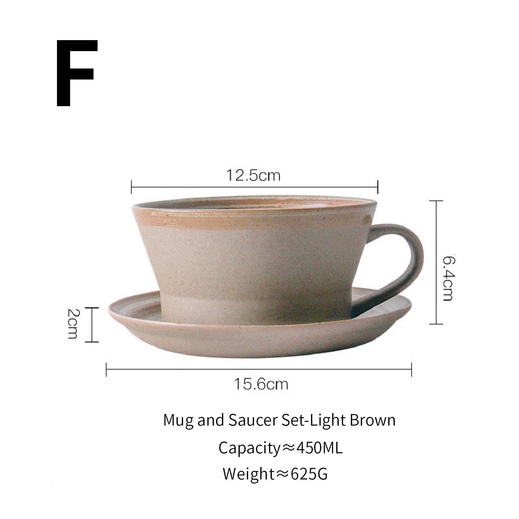 Retro thick ceramic coffee cup set Breakfast milk Oatmeal Yogurt Cup Party mug birthday Coffee cup and saucer set: F