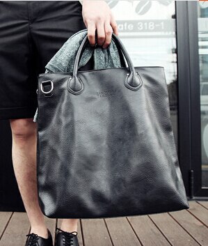 X-Online man handbag male large tote men simple black bag: Default Title