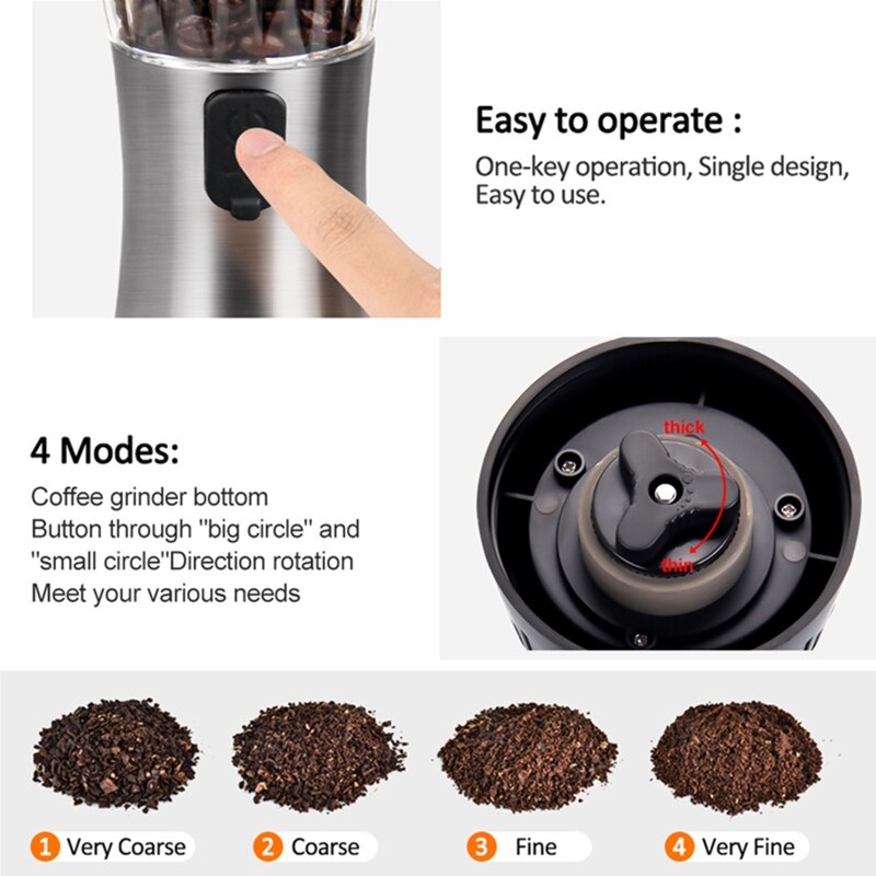 Electric Coffee Bean Mill Portable USB Automatic Household Stainless Steel Acrylic Grinders Small Coffee Machine Grinder