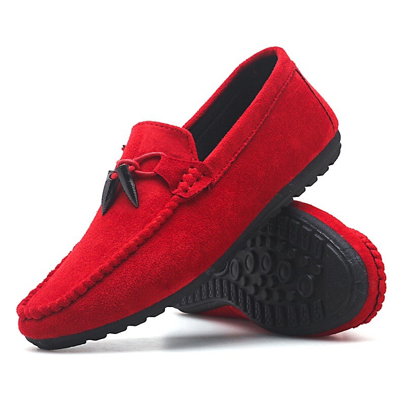 Män fritidsskor män skor mocka man loafers mockasiner hombre slip on herr lägenheter loafers manskor skor vuxen: Röd / 8