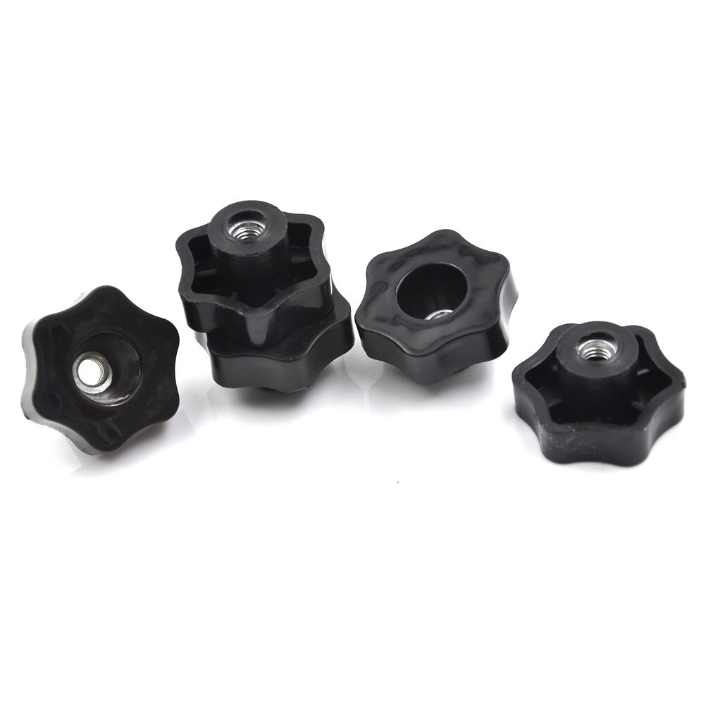 4 PCS Clamping Nuts Knob with through-hole for industry equipment M6 Female Thread Star Shaped Head