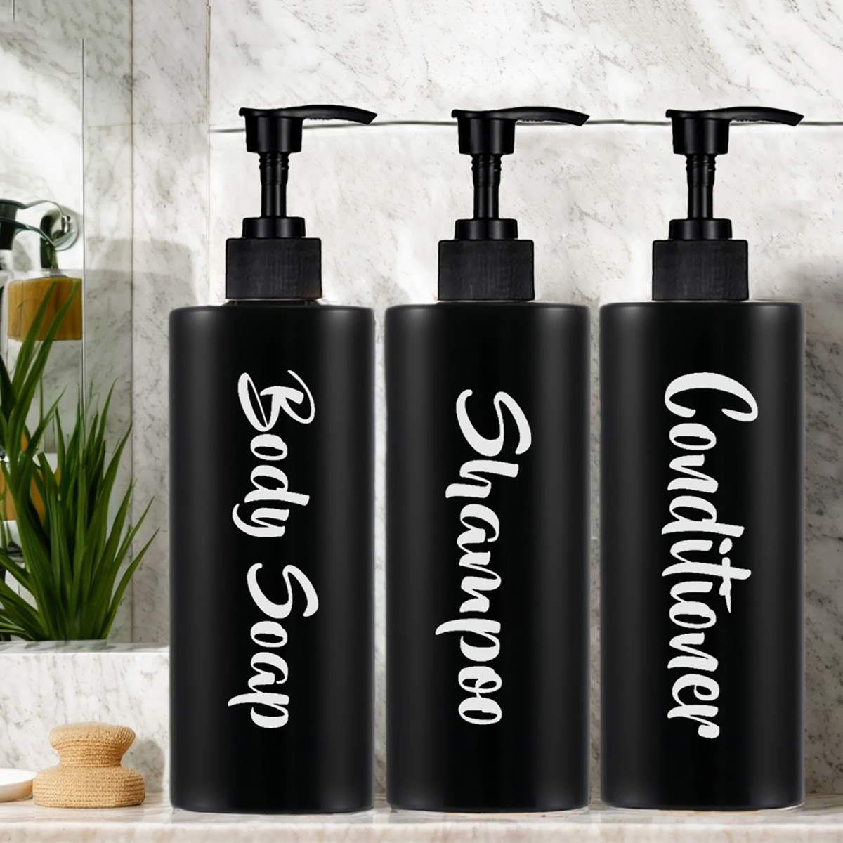 Shampoo Conditioner Bodywash Soap Dispenser Bathroom Shower Soap Dispenser Empty Shampoo Bottle Bathroom Essential: Light Grey