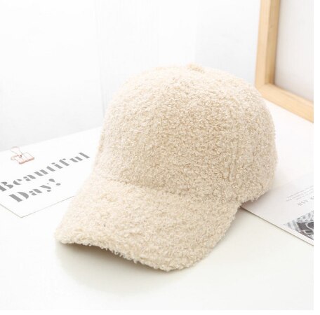 Winter Kappen für Frauen Männer Wolle Baseball Kappe Verdicken Warme Reine Farbe Casquette Hütte Männer Frauen Hüte: Beige