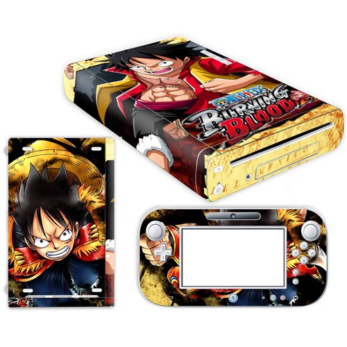 Anime One Piece Luffy Skin Sticker for Nintendo Wii U Console Cover with Remotes Controller Skins For Nintend wii u sticker: YS-WIIU-0075