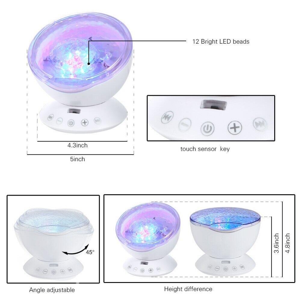 LED Ocean Wave Projector Nachtlampje Ingebouwde Muziekspeler 7 Kleuren Change Star Luminaria Voor kid Slaapkamer Oceaan Projector lamp