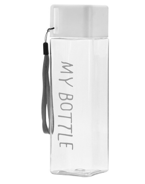 Taza de agua transparente cuadrada, recipiente de sellado para exterior, a prueba de fugas y caídas, de plástico, moderno y Simple: WH