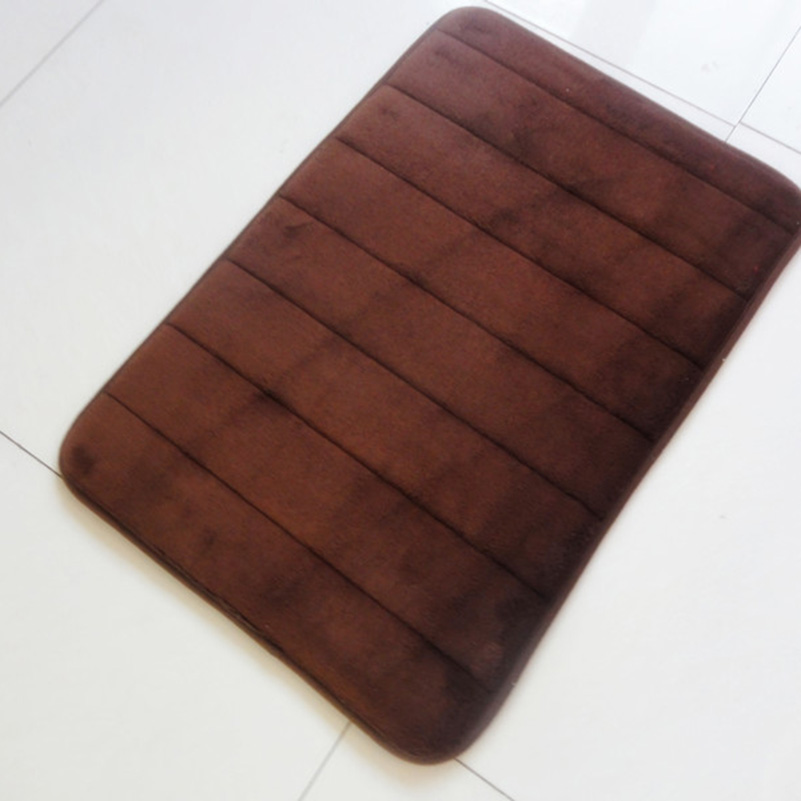 40x60cm Memory Foam Bath Mats Bathroom Horizontal Stripes Rug Non-slip Bath Mats B: Chocolate