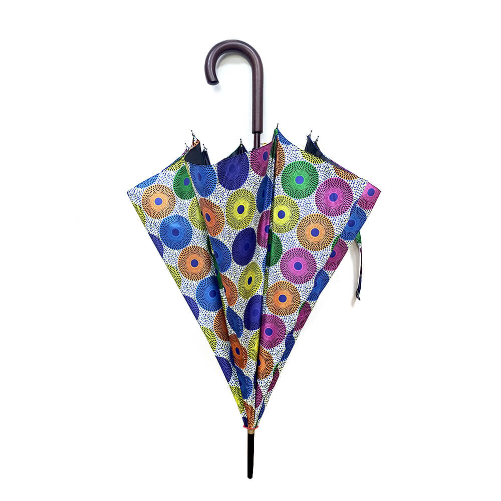 Sombrilla africana a prueba de viento, sombrillas de estampado de Ankara UV, Paraguas de sol con impresión Kente y recubrimiento negro para Paraguas de negocios: color3