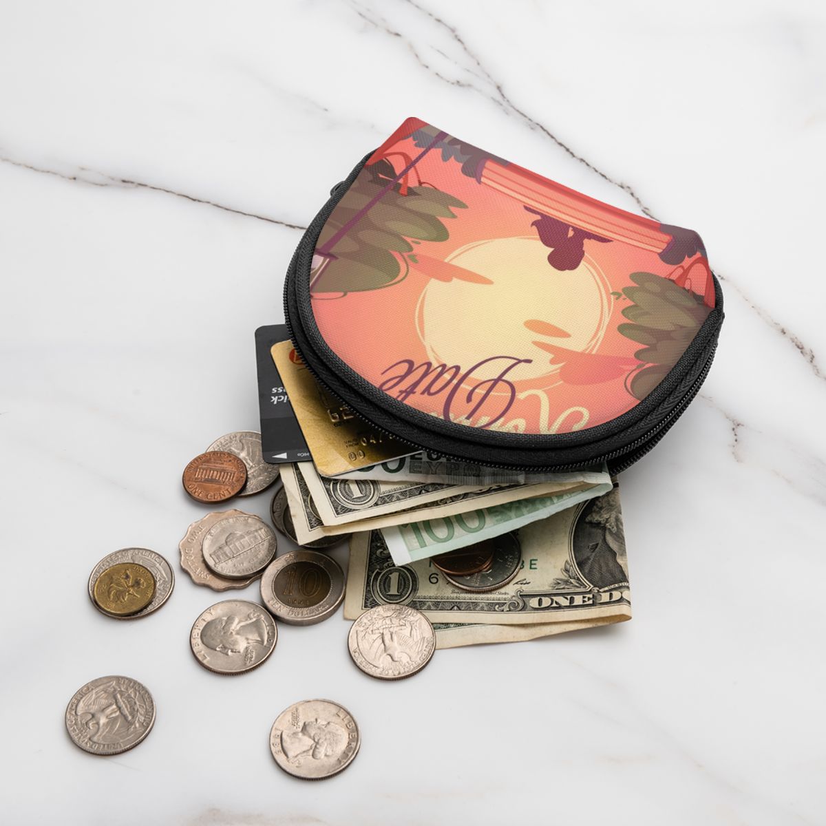 Damesportemonnee kort dames portemonnee portemonnee voor dames kaarthouder kleine dames portemonnee vrouwelijk romantische date print