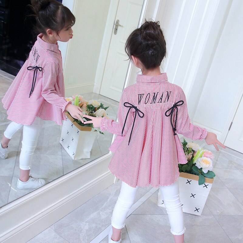 Camisa a rayas de manga larga para niña, Tops de algodón, blusa para niño, ropa para niño, de 3 a 11 años, 2022