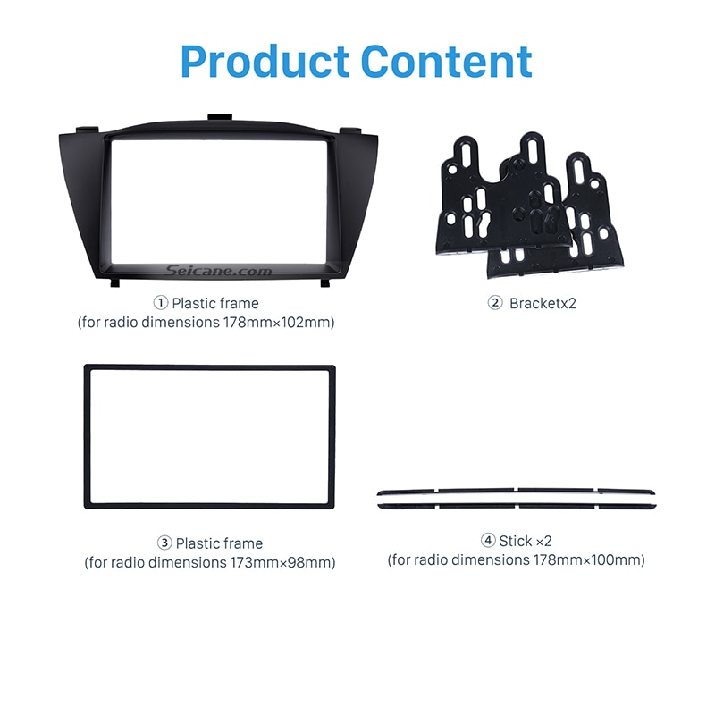 Seicane Best Stunning Double Din Car Radio Fascia Trim Kit for HYUNDAI TUCSON IX35 Install Frame DVD panel Stereo Interface
