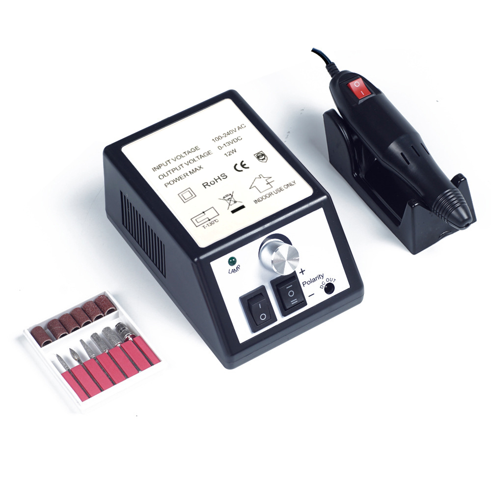 20000 rpm elektrisk neglebormaskin manikyr negleborsett pedikyrslipeutstyr freserfil venstrehåndsverktøy: Svart