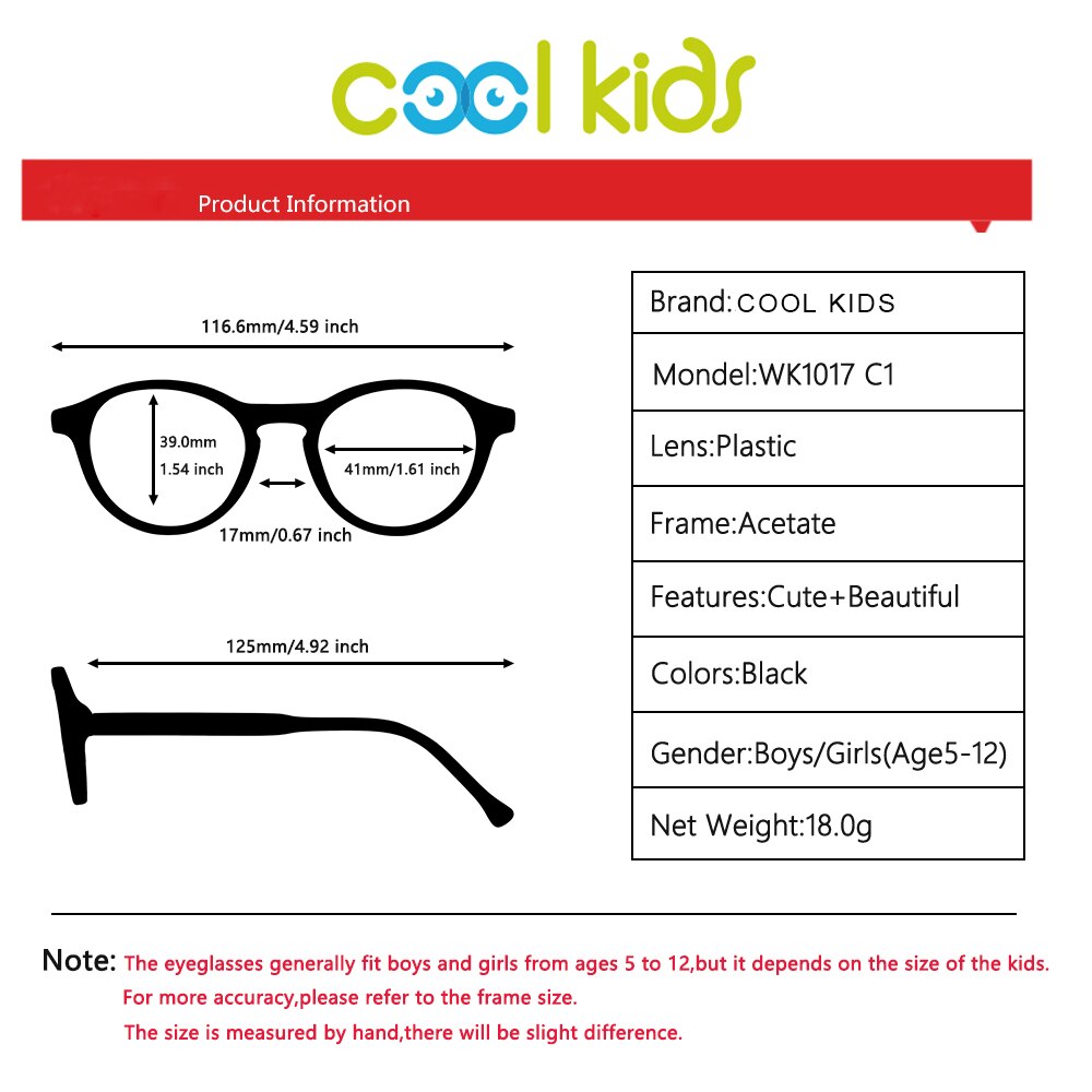 COOL KIDS Round Children Eyeglasses Acetate Kids Eyewear Frame Boy and Girl Eyewear Glasses Myopia Optic Anti-Blue Eyewear Frame