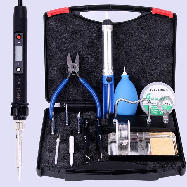 A-BF 836D LCD Display Soldering Iron Digital Solder Iron Set Temperature Adjustable Kit Welding Tools Rework Station 60W: A-BF 836D SET5 / EU