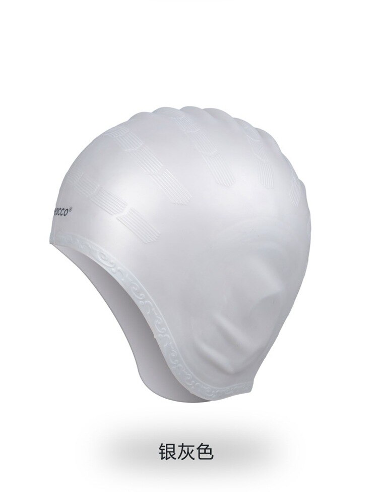 Öronskyddande badmössa silikagel badmössa för vuxna barn enfärgad vattentät badmössa för både män och kvinnor: Grå