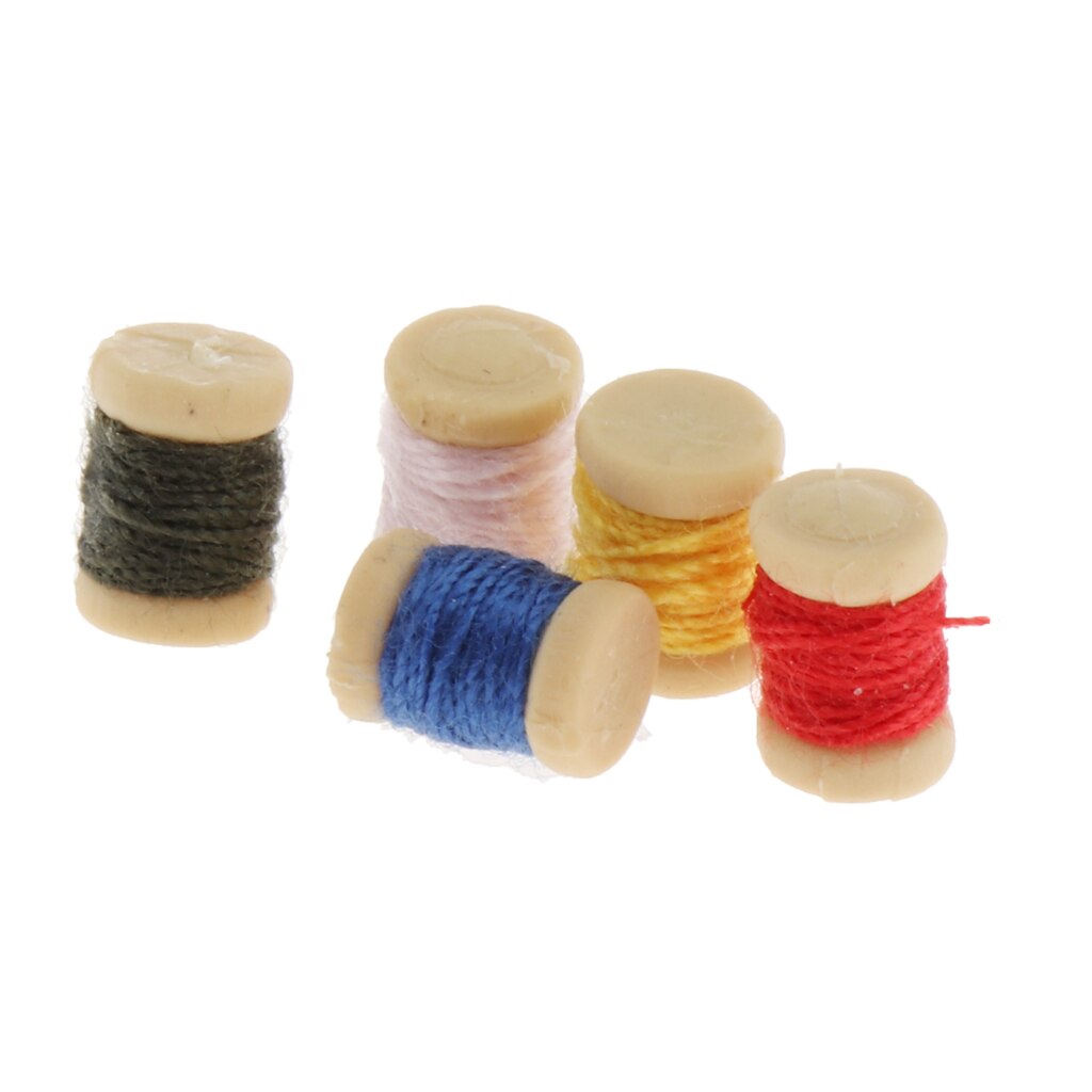 Poppenhuis Naaien Accessoires-Miniatuur Draad Spool - 1:12 Schaal-Voor Poppenhuis Decoratie Ornamenten Partij Gunsten