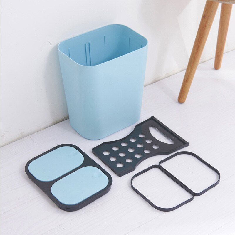 Large Capacity Waste Bins Double Cover Multifunction Classified Garbage Storage Can Pressing Covered Household Toilet Dustbins