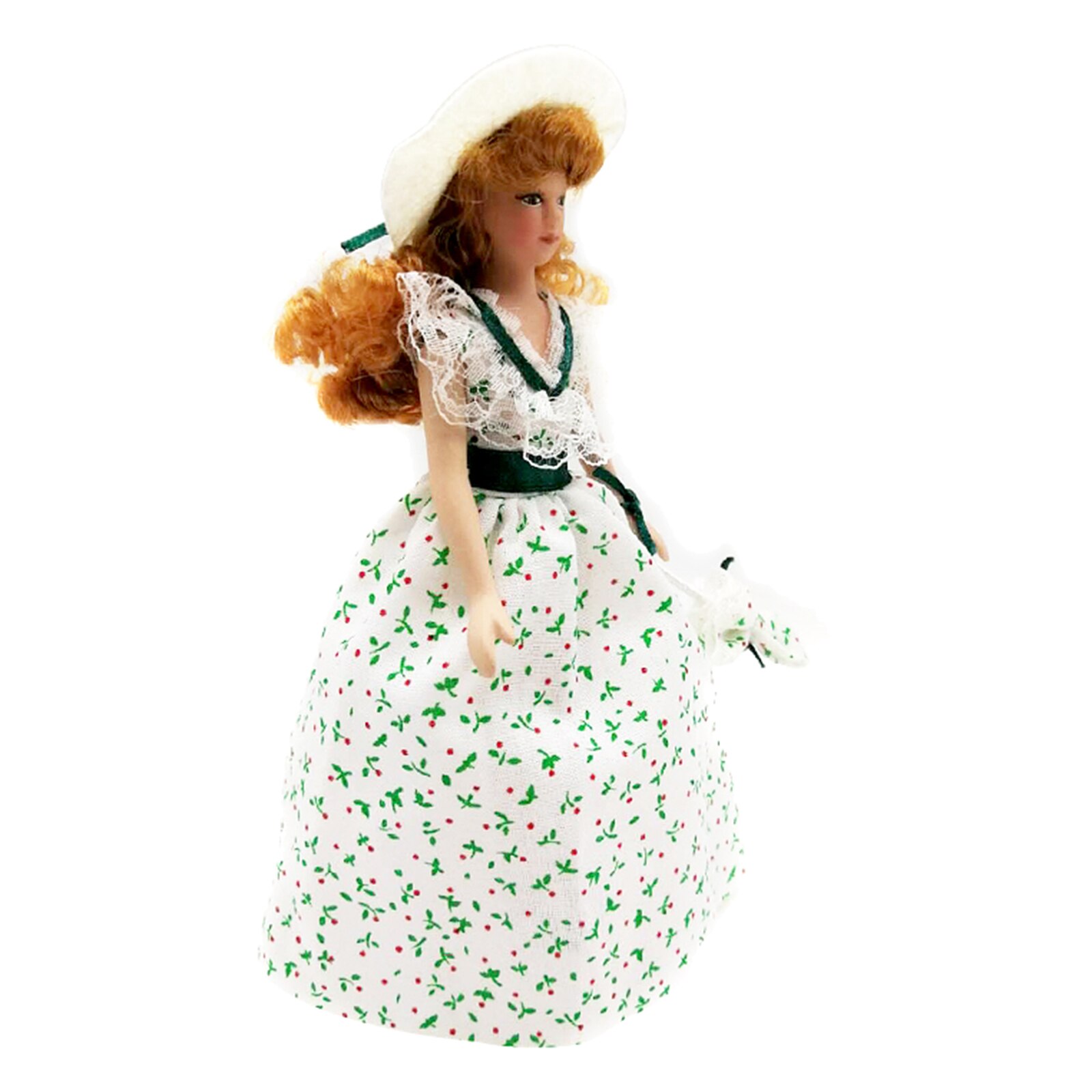 1: 12 Dollhouse Accessories Victorian Lady in Dress & Hat with Stand Girls Christmas Year