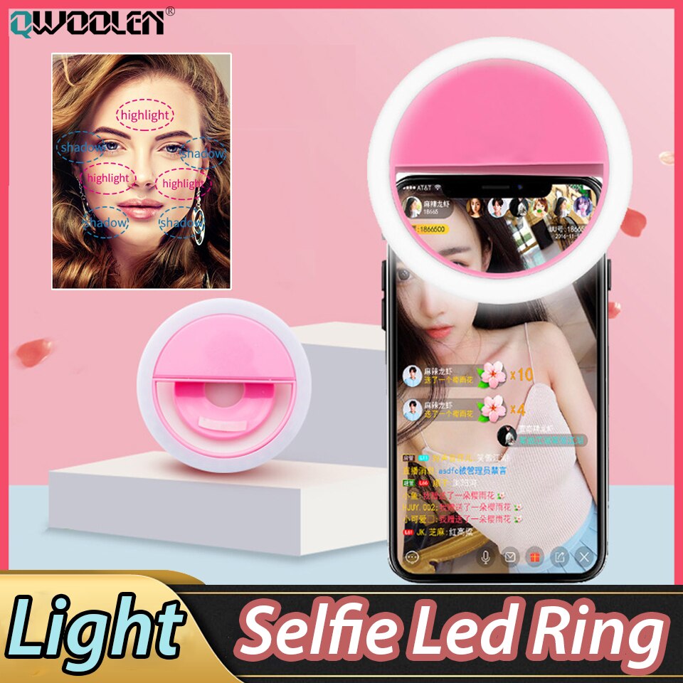 Draagbare Mini Selfie Led Ring Flash Light Mobiele Telefoon Flash Smartphone Selfie Camera Schoonheid Licht Universele Lamp Lichtgevende Telefoon