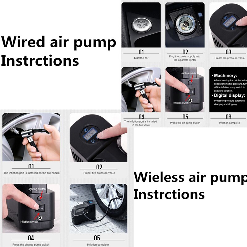 150 PSI Auto Luft Kompressor DC 12V Digitale Reifen Inflator Luftpumpe Tragbare Auto Luftpumpe für Auto Motorrad LED Licht Reifen Pumpe
