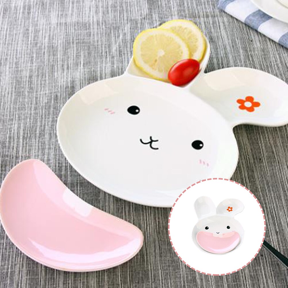 1 Set of Divided Food Plate Ceramic Separated Plate Multi-grids Food Tray