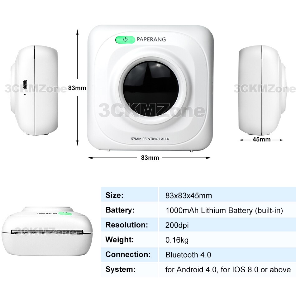 Paperang P1 Mini Bluetooth 4.0 Thermische Foto Printer Foto Telefoon Zak Printer Voor Android Ios Telefoon Pocket Inktloze Printer