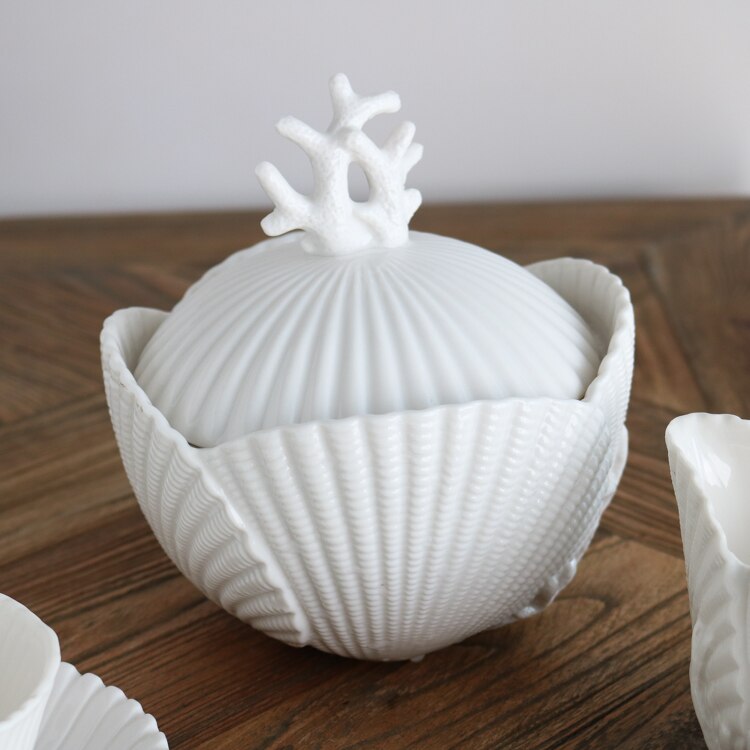 High-end Coral Shell Relief Series Coffee Cup And Saucer Milk Jug/Shell Plate Container