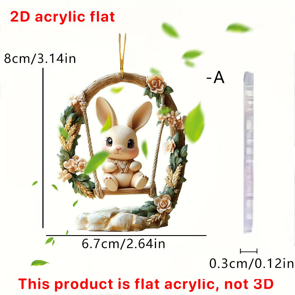 Adornos de taza de café de Pascua, casa de huevos de conejito de dibujos animados, tazas de café decorativas, adornos acrílicos 2D, suministros para de primavera 2025,: plum