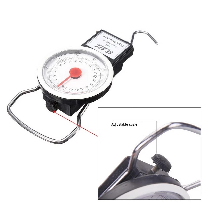 22kg Portable Mini Dial Luggage Scale Multi-Function Hanging Scale Measure Balance Kitchen Hook Scale