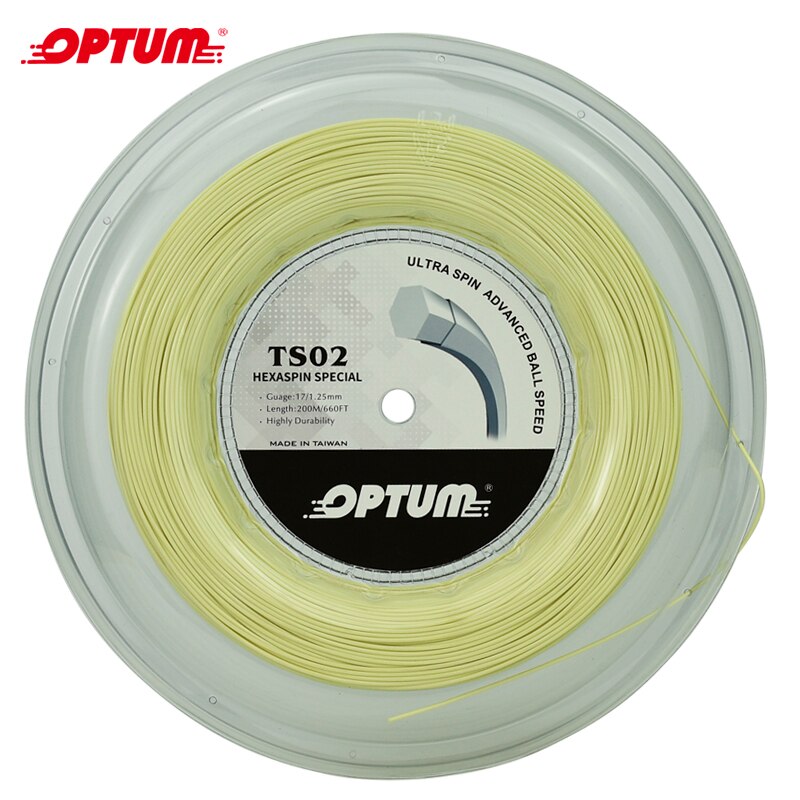 Optum hexraspin especial 1.25mm hexagonal tennis string top-spin poliéster raquete corda torção durável gym string 200 m/carretel