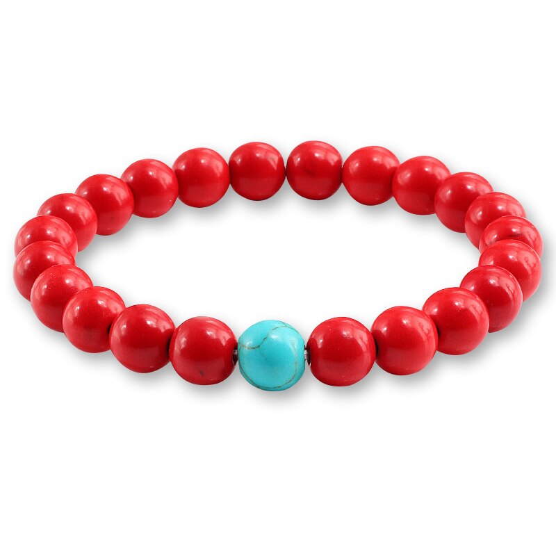 Neue verrotten Natürliche Türkisen Verkrustete Stein Charme 8mm Männer Strang Armbinde Femme Runde Perlen Buddha Armbänder Für Frauen Pulseira Schmuck: rot blau