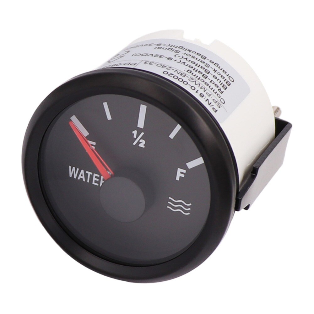 52 Mm Marine Water Niveau Gauge 190ohm Water Tank Level Gauge Indicator Voor Boot Met Backlight 9 ~ 32V