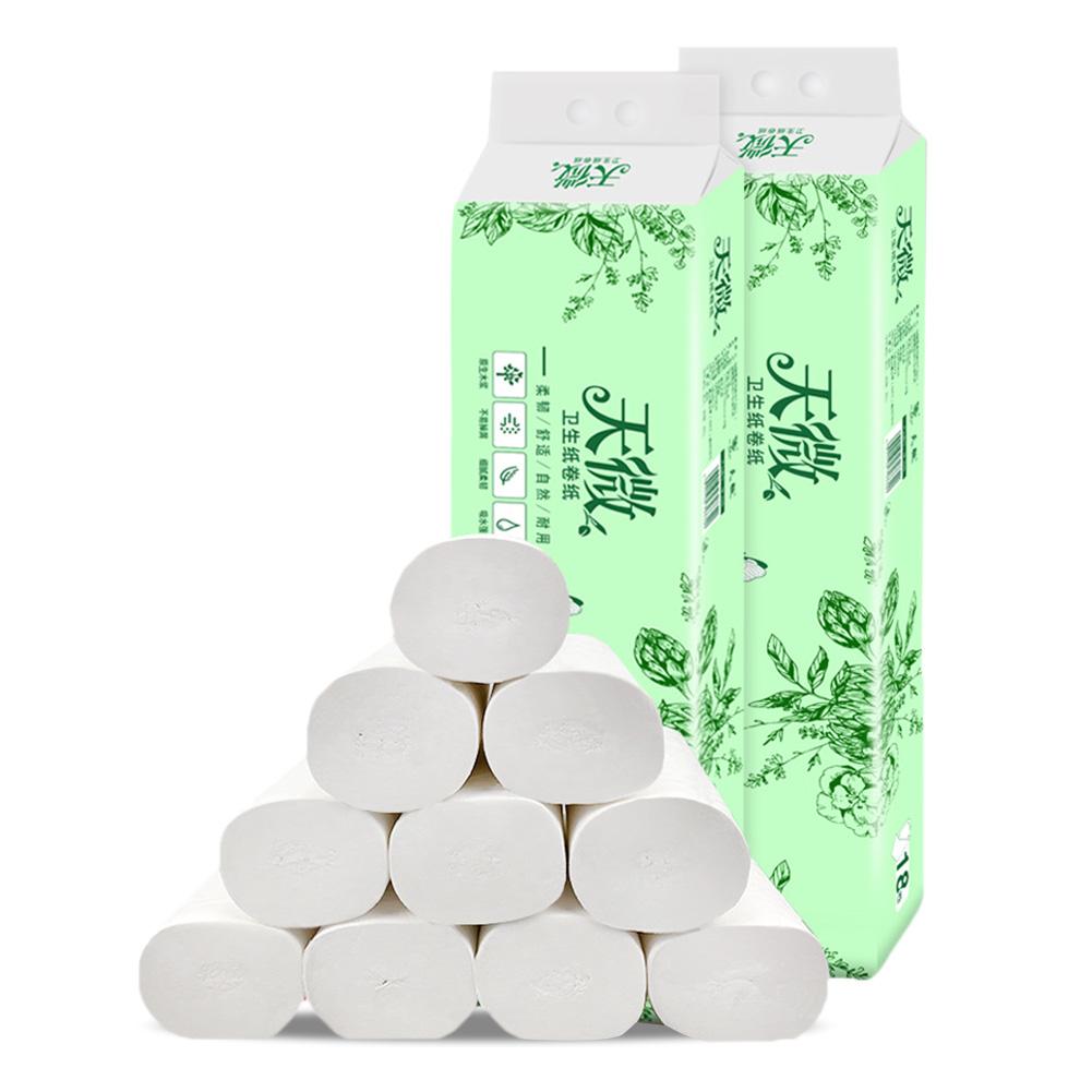 10 Rolls Paper Towel Bamboo Pulp Natural Tissue Household Thickened Toilet Paper