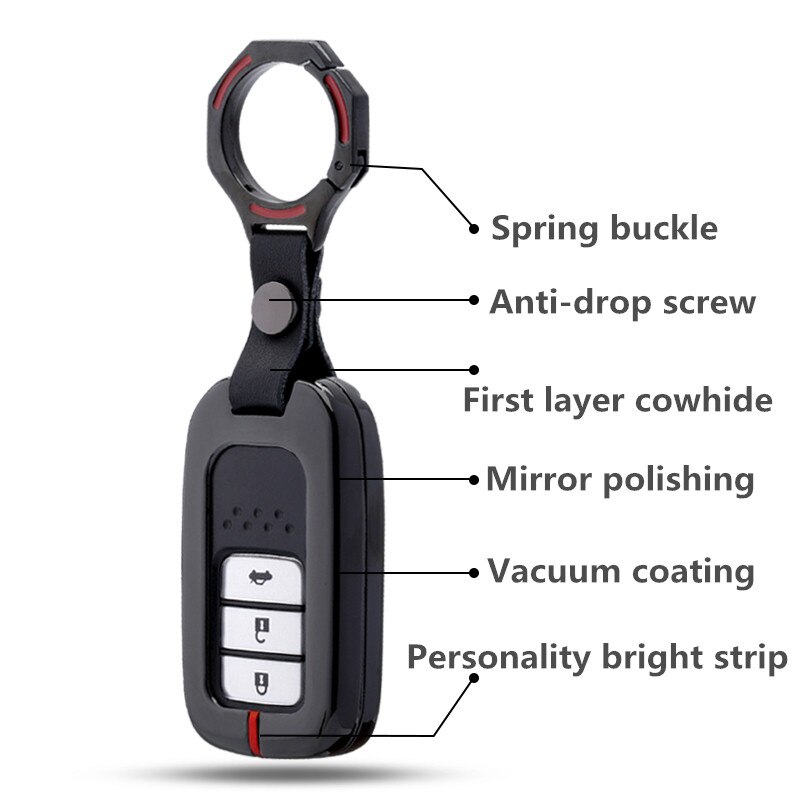 Sleutelhoesje van zinklegering voor honda civic vfc accord 2003-2007 cr- v freed pilot-stijl autosleutelhanger