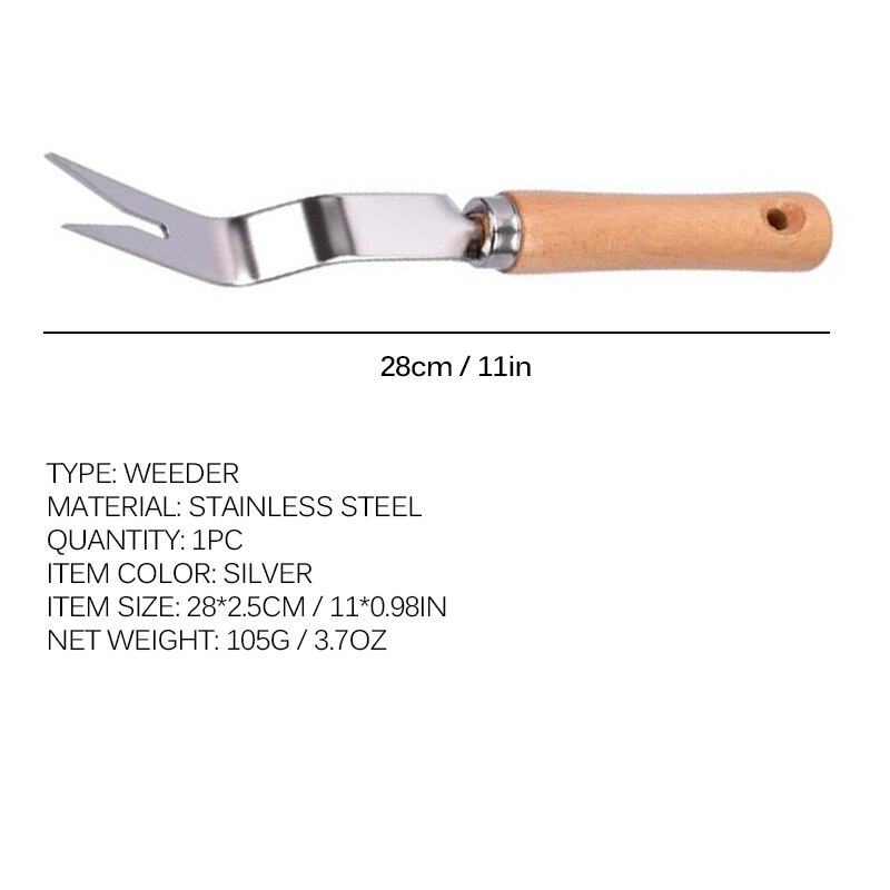 Acier inoxydable manuel désherbeur fourche manche en bois jardin repiquage creuser sol meuble désherbage outil