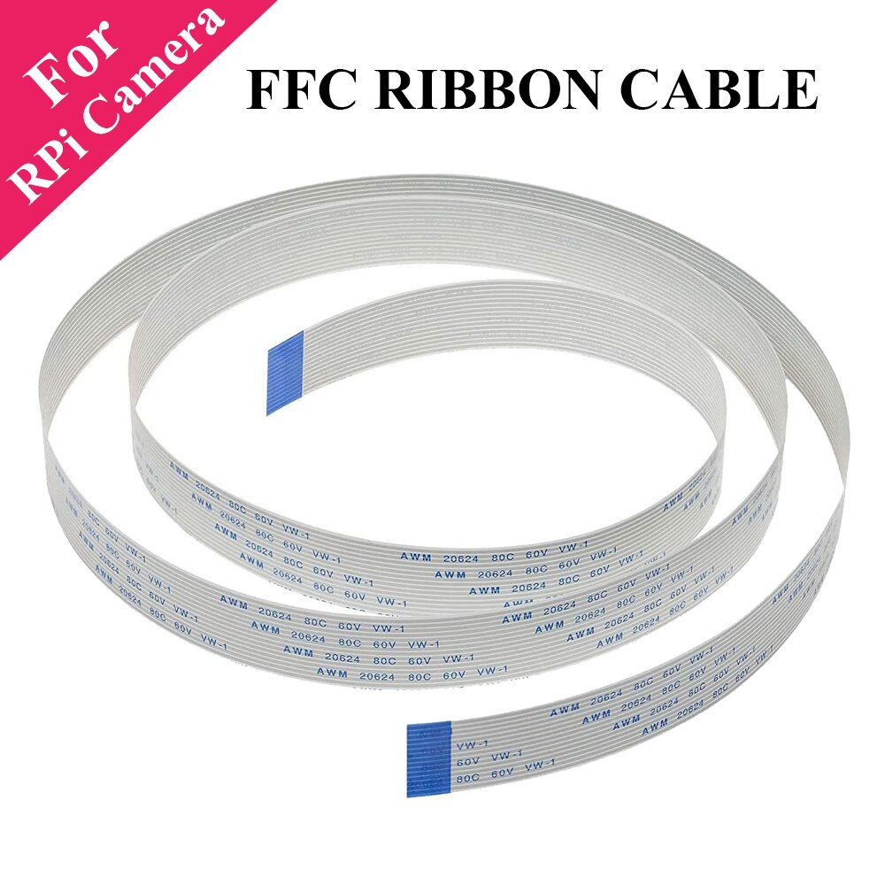 Raspberry Pi Camera Cable 15Pin FFC Cable 15cm/30cm/50cm/100cm/200cm Ribbon Flex Extension Cable for Raspberry Pi 4B 3B+ 3B 2B+