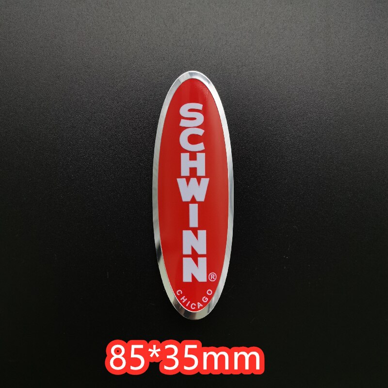 2x SCHWINN vintage classic Bike Head Badge Aluminum Decals Stickers For MTB BMX Folding Bicycle Frame Cycling Accessories emble: Red