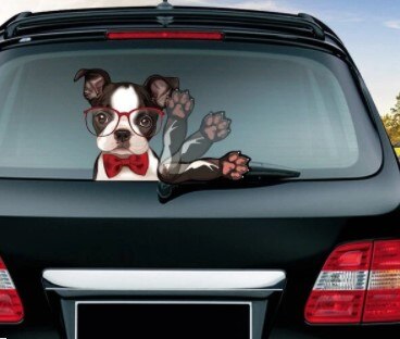 Joylive auto ruitenwisser stickers voor autoproducten auto stickers en decals labrador hond zwaaiende ruitenwisser stickers: De hond met glas