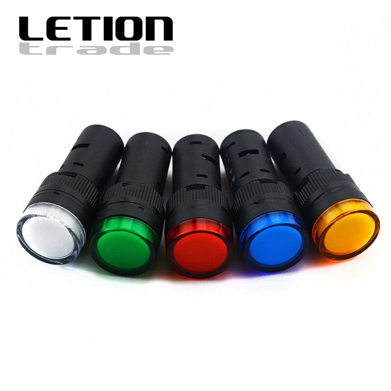 16mm 12V 24V 220V Panel Mount LED Power Indicator Pilot Signal Light Lamp Red Blue White Green Yellow