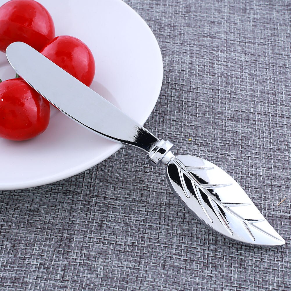 Poignée à pain en forme de feuille | Maître couteau à beurre, épandeur à Dessert, assiette en acier inoxydable, argent Vintage de petit déjeuner