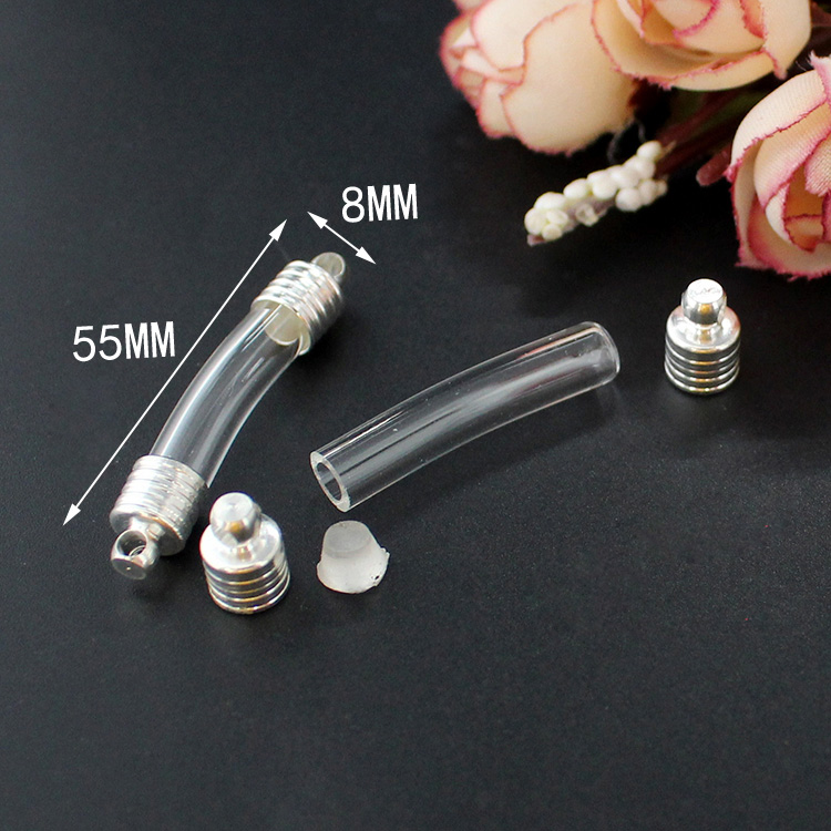 8PCS 8MM Glass Tube Vial Pendant Bracelet Name on Rice DIY Bracelets Wishing Glass Bottle Jewelry Finding
