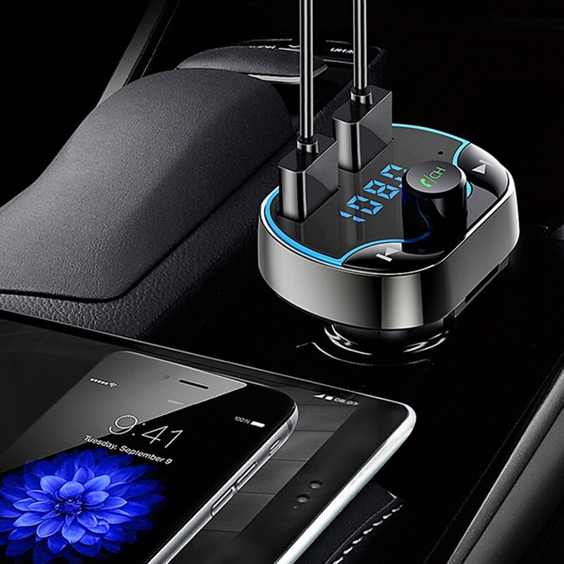 T24 voiture FM émetteur double USB chargeur rapide Navigation vocale voiture mains libres appel Bluetooth lecteur MP3