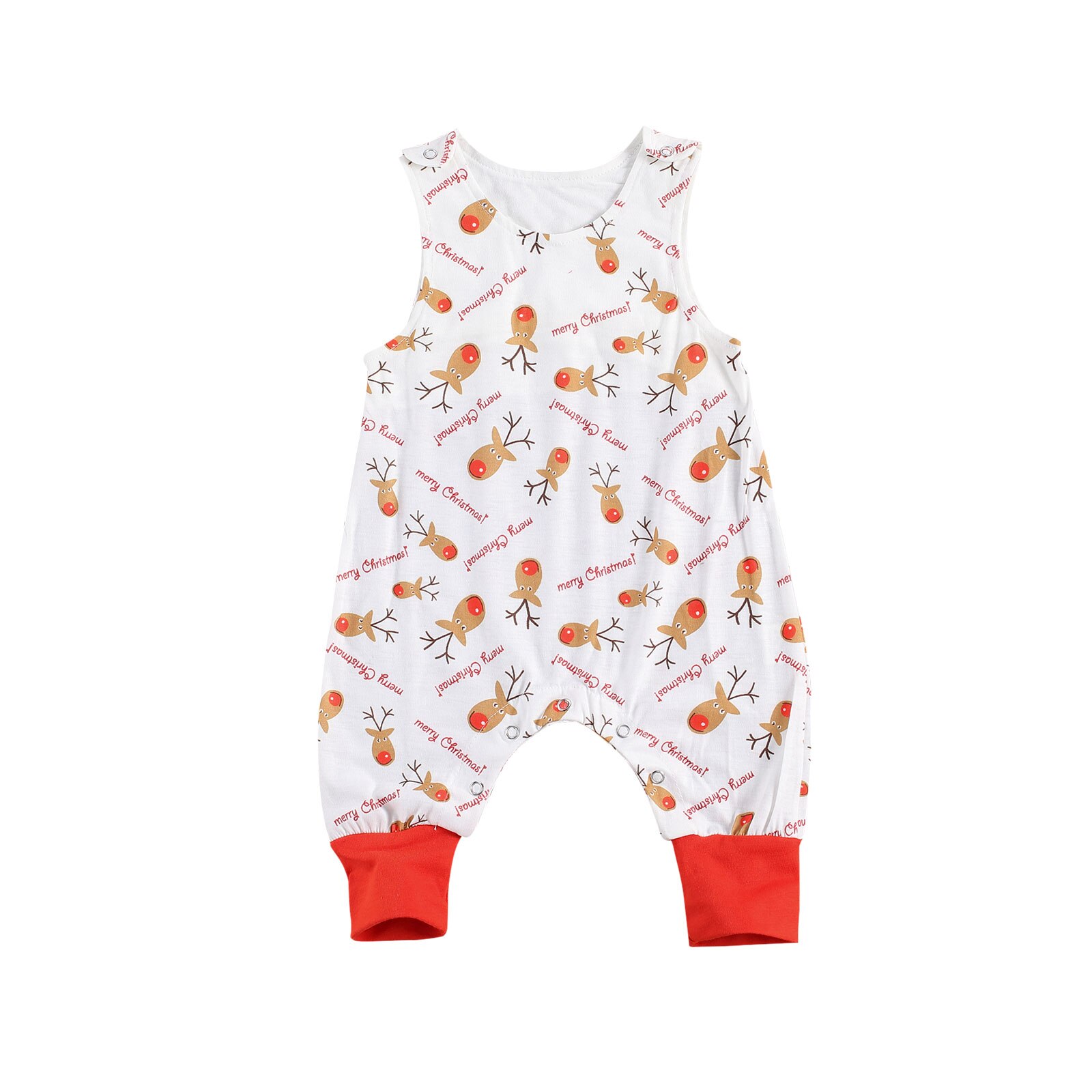 0-24M Baby Meisje Jongens Kerst Romper Mouwloze Rendier Brief Print Jumpsuit Peuter Vallen Kleren