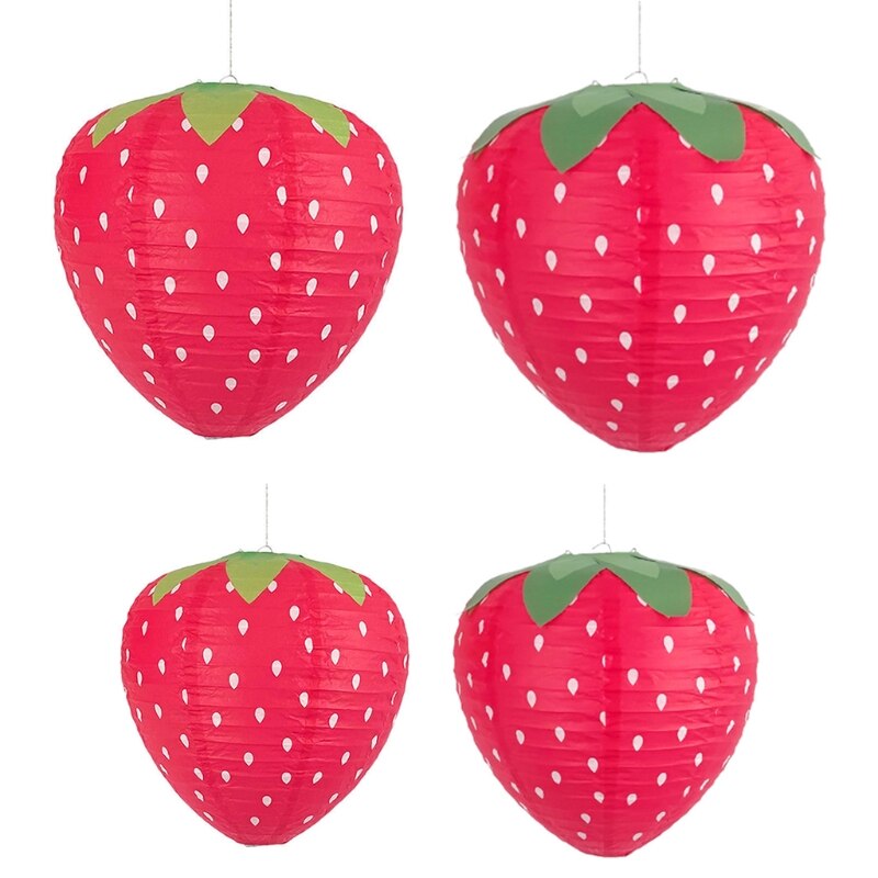 Farol de papel con de fresa en 3D, farol colgante plegable, suministros de con temática de fruta