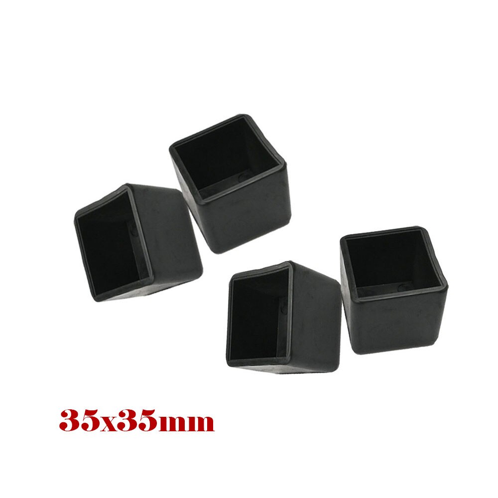 Sorte møbelbenkapper pvc plast gulvbeskytter puder rundt bord foddæksel rørpropper nivelleringsfødder 8 stk.: Firkant 35 x 35mm