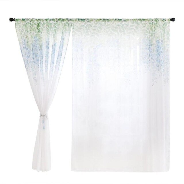 Cortina para ventana y puerta de 2 estilos, cortina transparente para ventana y puerta, con cenefas, para sala de estar, decoración del hogar, cenefas de gasa transparentes: A